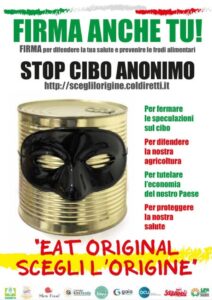 #stopciboanonimo, una firma per salvare il prodotto Made in Italy